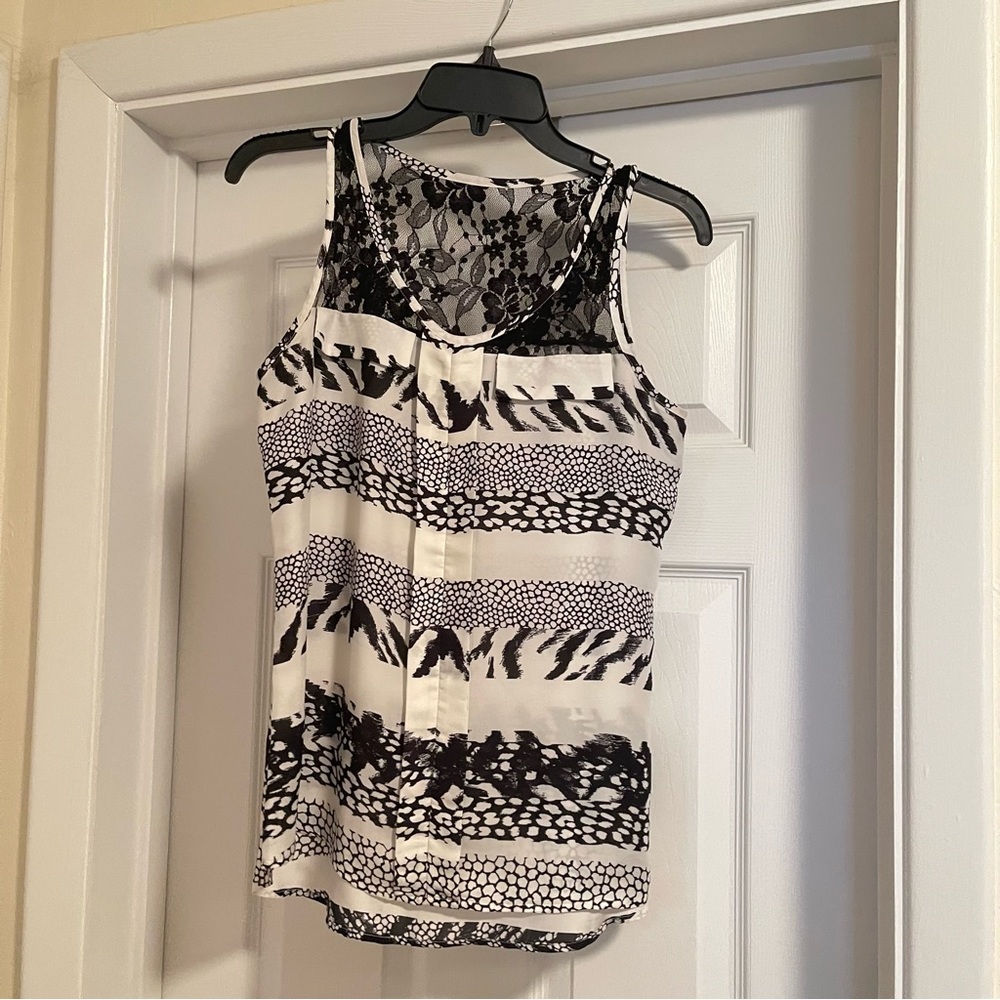 Express Black & White Dressy Tank Size S
